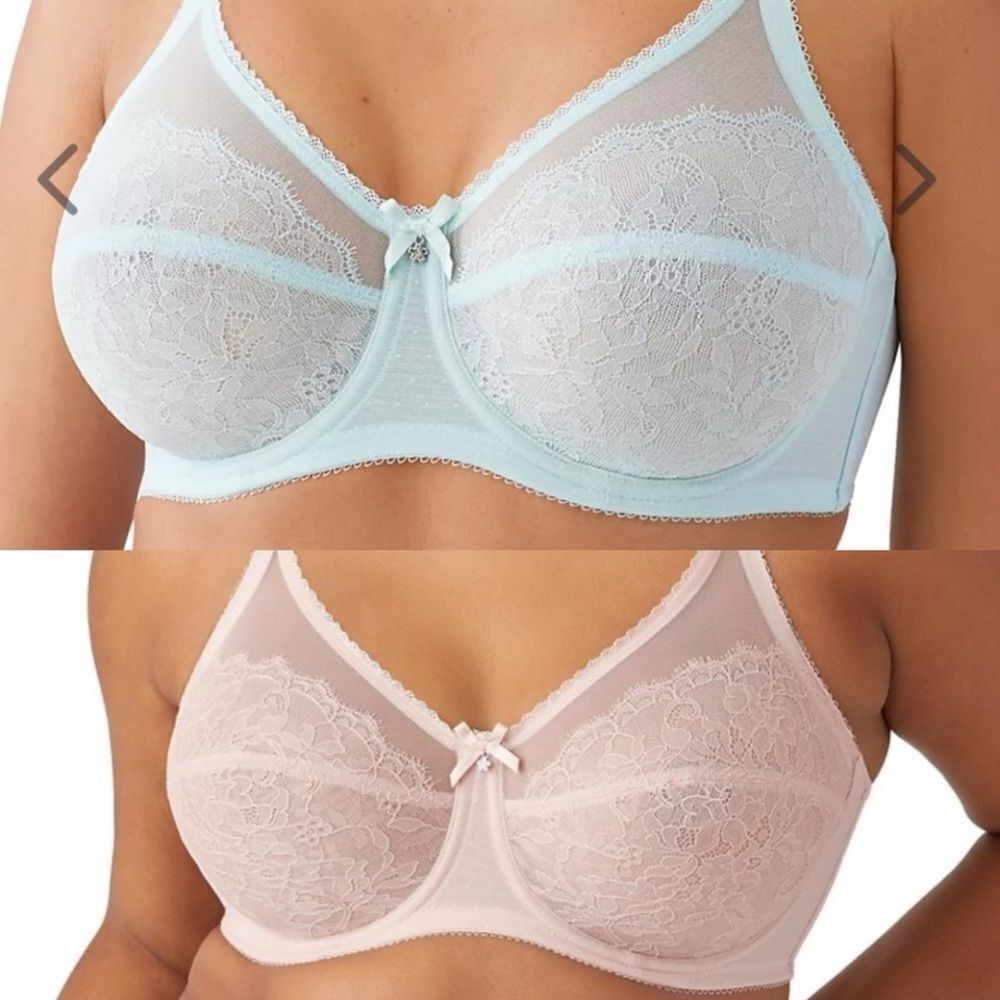 Wacoal- 2 BUNDLE Retro Chic Bra,  Pastel Blue & Rose Dust, Size 34DDD, 855186
